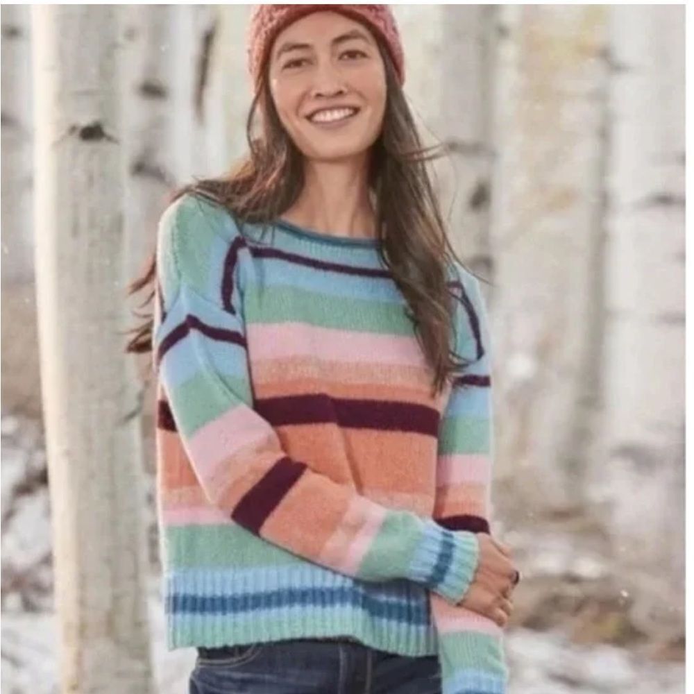 Sundance Soft Knit pullover‎ pastel striped sweater XS